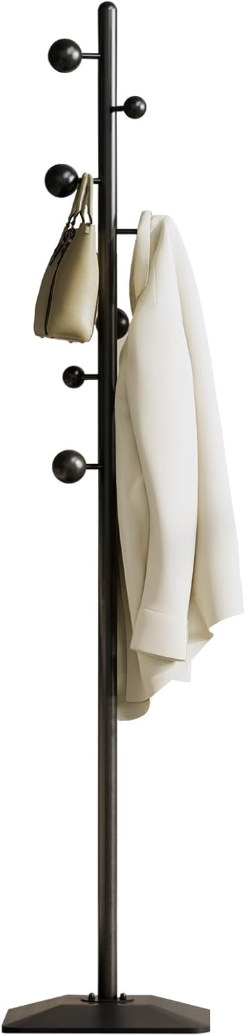 Sturdy Coat rack,Coat tree freestanding heavy duty with Marble Base,Metal standing coat rack for Bedroom,Entrance,Modern clothes hanger stand for Coats,Hats,Bags (black)