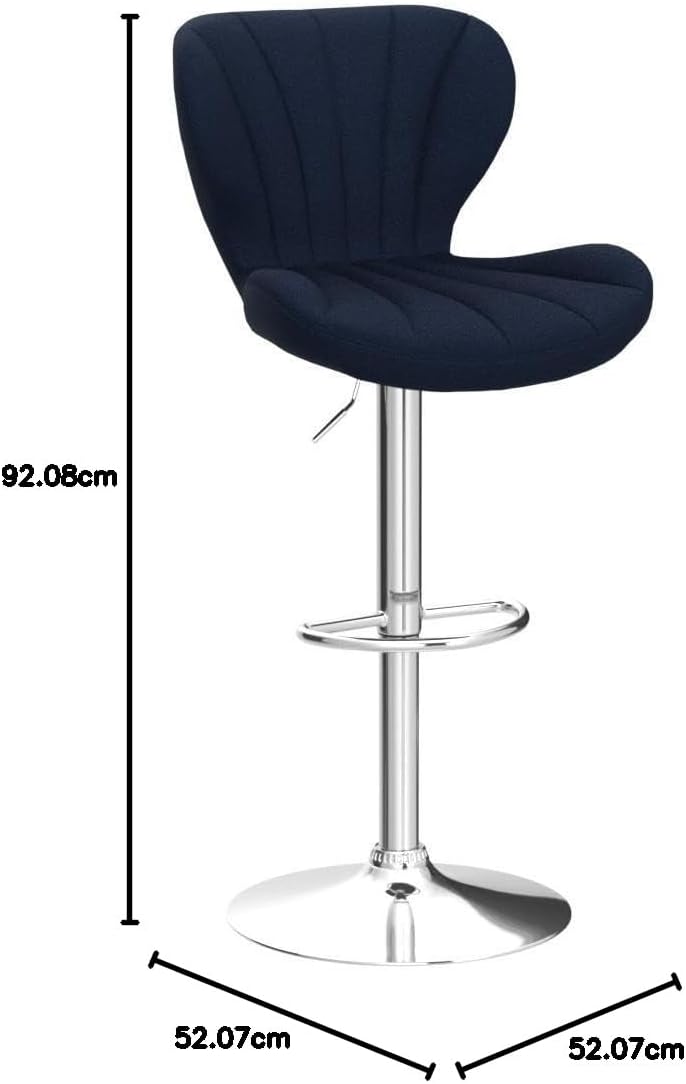 Roundhill Furniture Ellston Velvet Adjustable Swivel Barstools in Blue, Set of 2