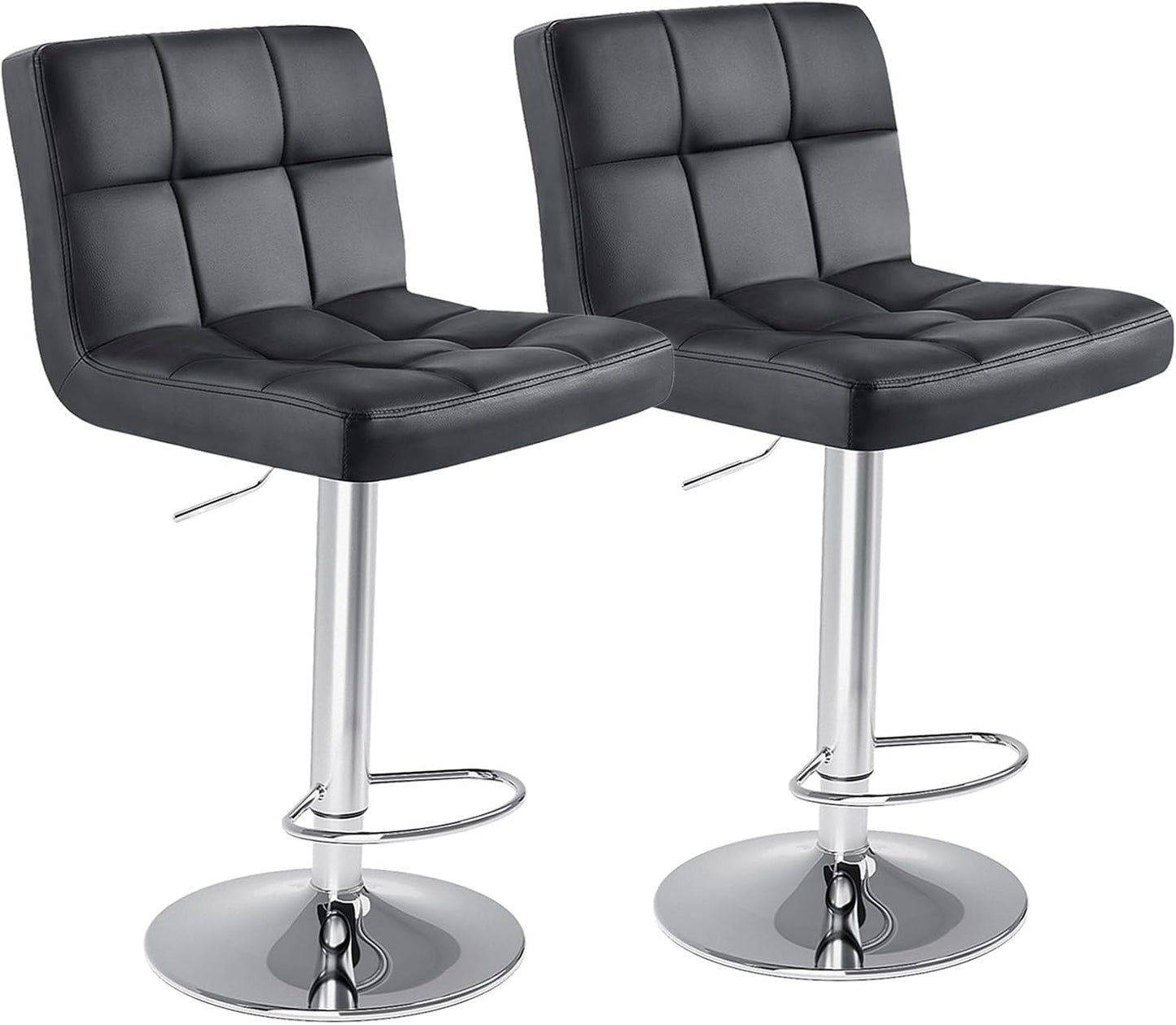 DUMOS Bar Stools Set of 4, 24 inch Counter Height Bar Stools, Upholstered Modern Kitchen Barstools with Metal Base, PU Leather Saddle Stools for Kitchen Island, Black