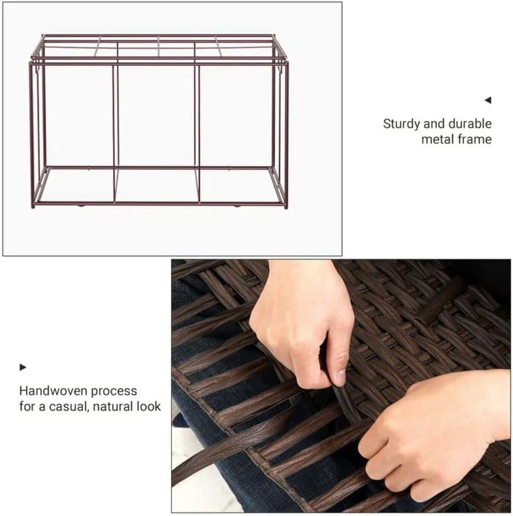 SONGMICS Storage Basket with Lid, 42.3 Gallon (160L) Storage Bin, Woven Blanket Storage Basket with Handles, Foldable, Removable Liner, Metal Frame, for Bedroom, Laundry Room, Brown URST76BR