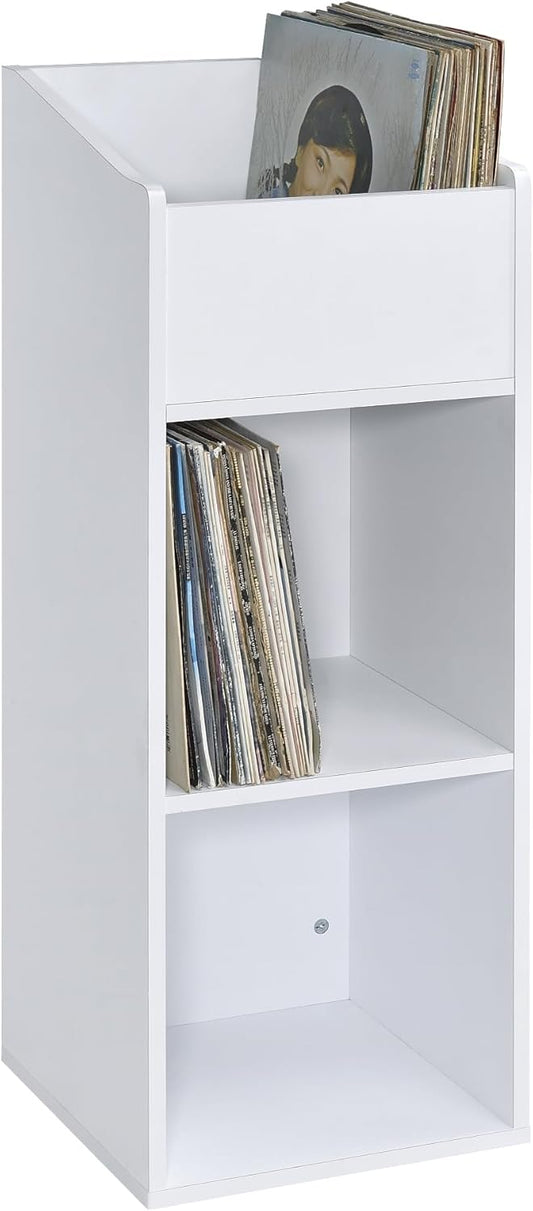 240 Vinyl Record Storage Rack for Albums, Magazine Display, Book and Files Organizer (White)