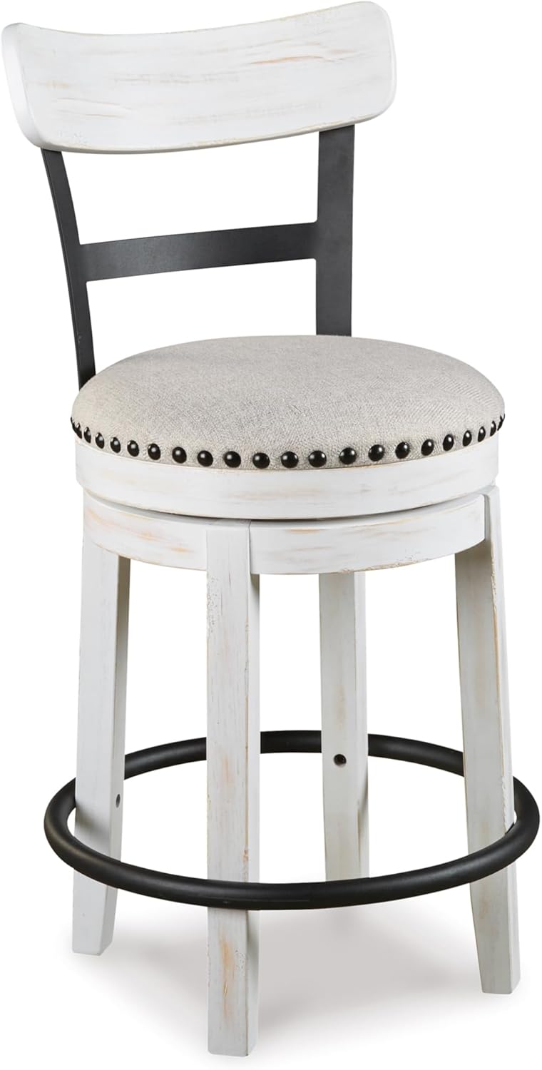 Signature Design by Ashley Valebeck Rustic Farmhouse 24.5” Counter Height Swivel Bar Stool, Brown
