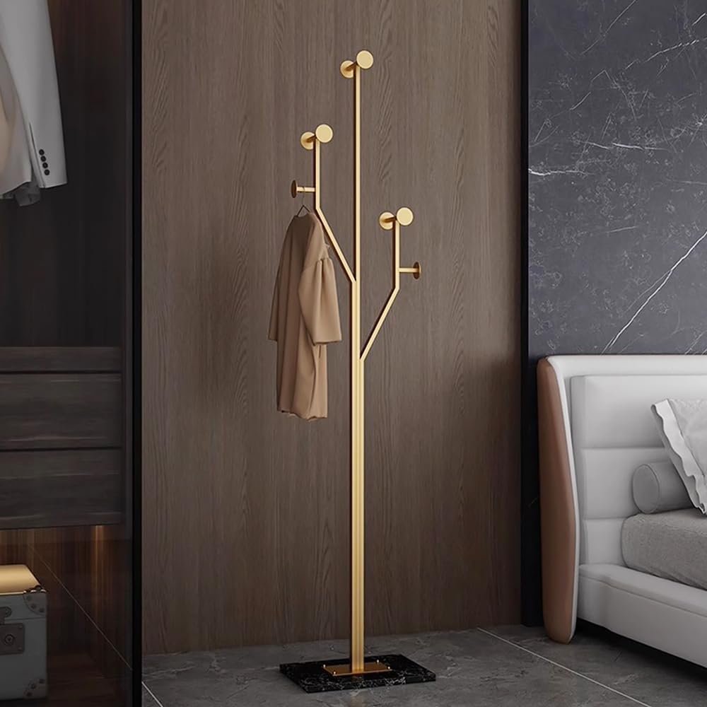 Sturdy Coat rack,Coat tree freestanding heavy duty with Marble Base,Metal standing coat rack for Bedroom,Entrance,Modern clothes hanger stand for Coats,Hats,Bags (black)