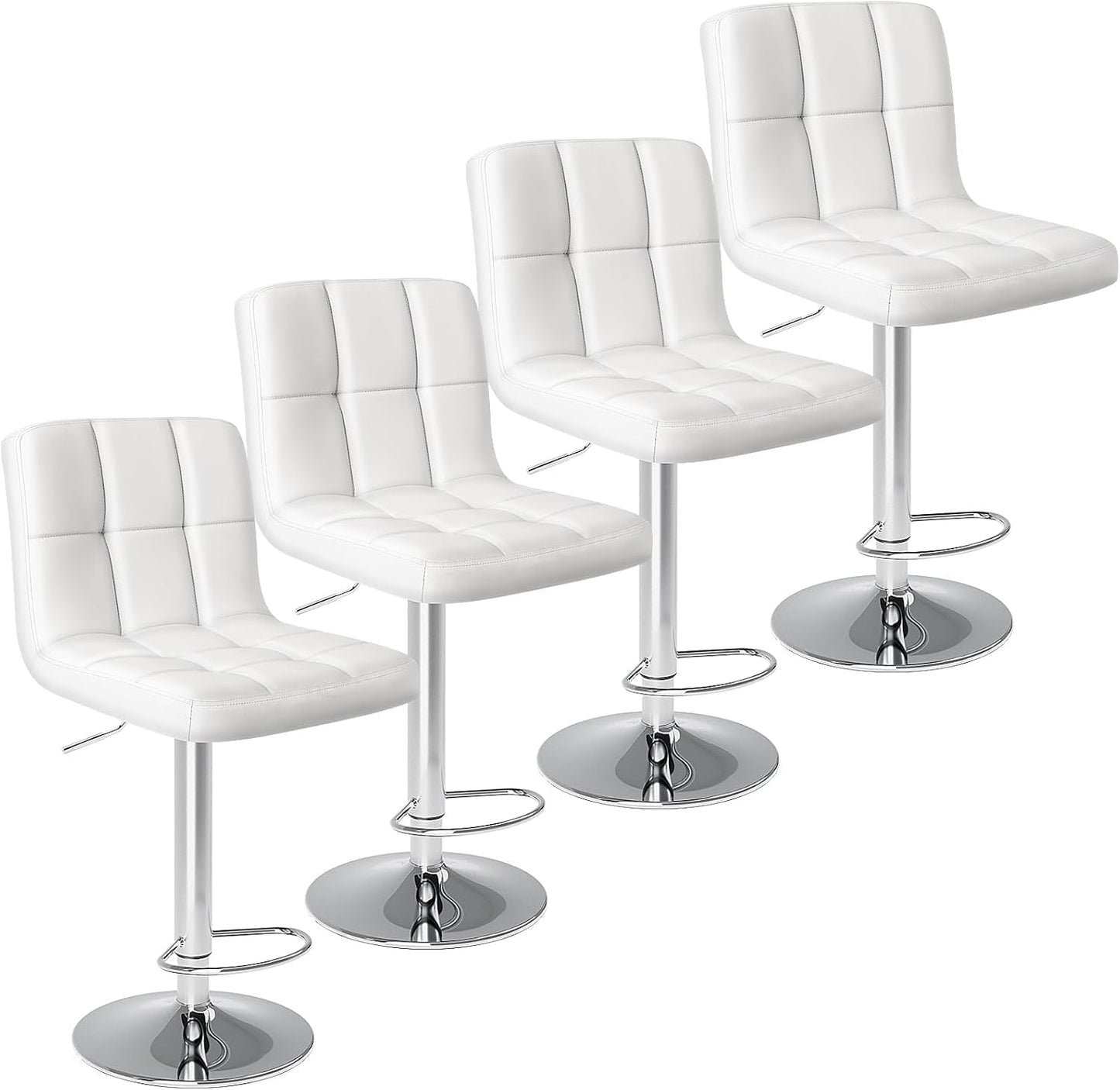 DUMOS Bar Stools Set of 4, 24 inch Counter Height Bar Stools, Upholstered Modern Kitchen Barstools with Metal Base, PU Leather Saddle Stools for Kitchen Island, Black