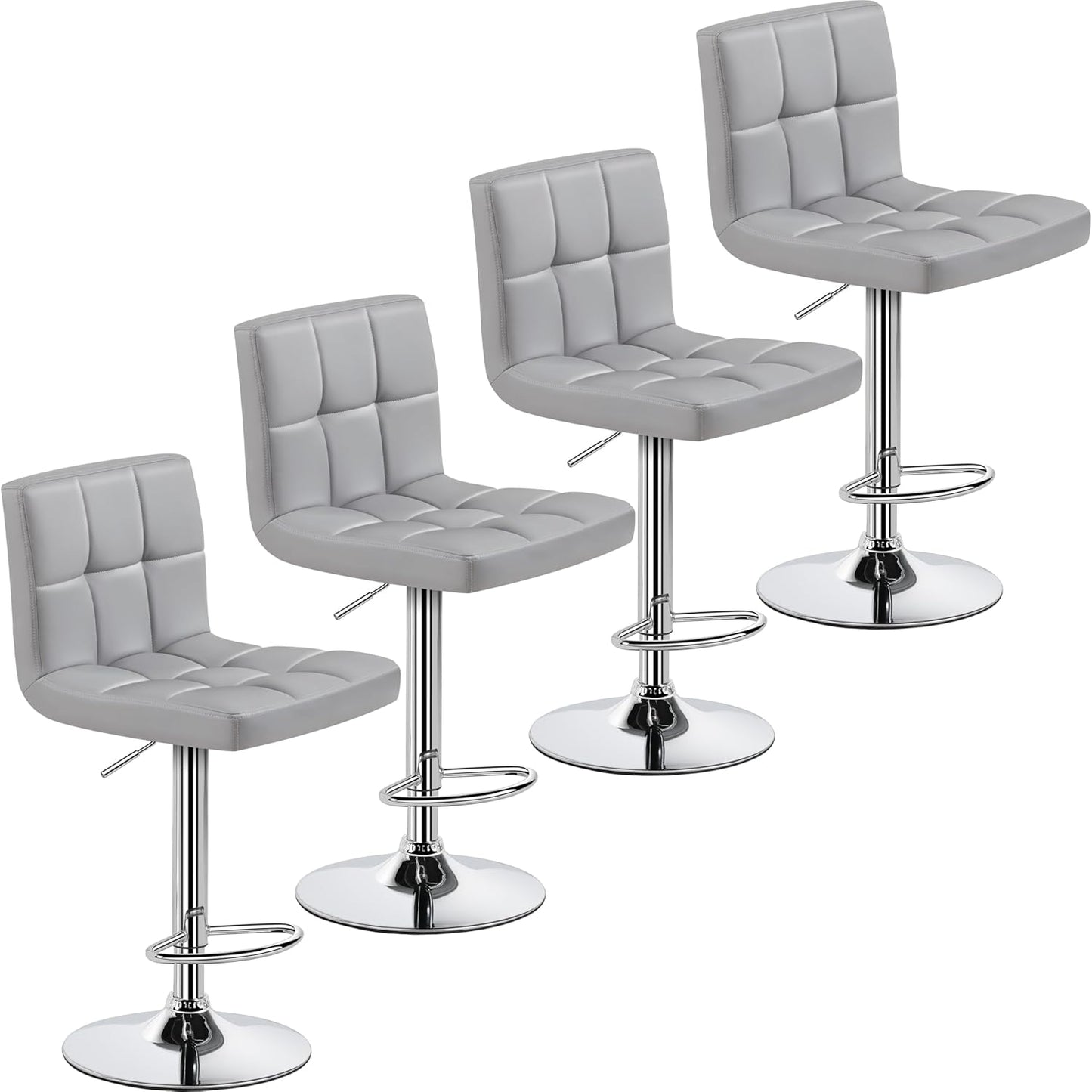 Yaheetech Bar Stools Set of 2, Adjustable PU Leather Swivel Barstools, Modern Counter Stools with Back and Footrest, Counter Height Barstools for Bar, Kitchen, Dining Room, Black