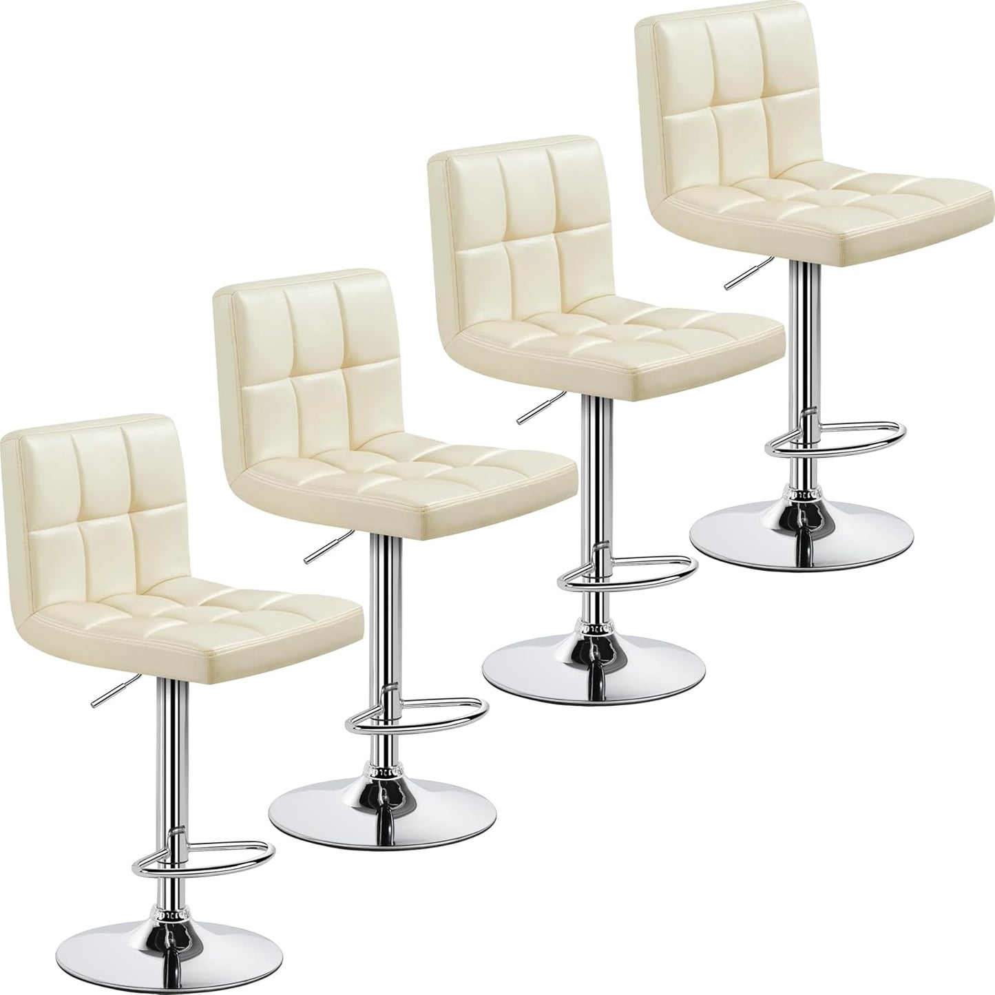 Yaheetech Bar Stools Set of 2, Adjustable PU Leather Swivel Barstools, Modern Counter Stools with Back and Footrest, Counter Height Barstools for Bar, Kitchen, Dining Room, Black