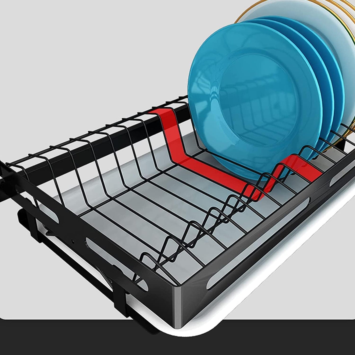 Dish Drying Racks Kitchen Wall-mounted Stainless Steel Dish Rack Drain Rack With Drain Pan, Foldable Stainless Steel Dish Rack,Kitchen Storage Shelf,Draining Board