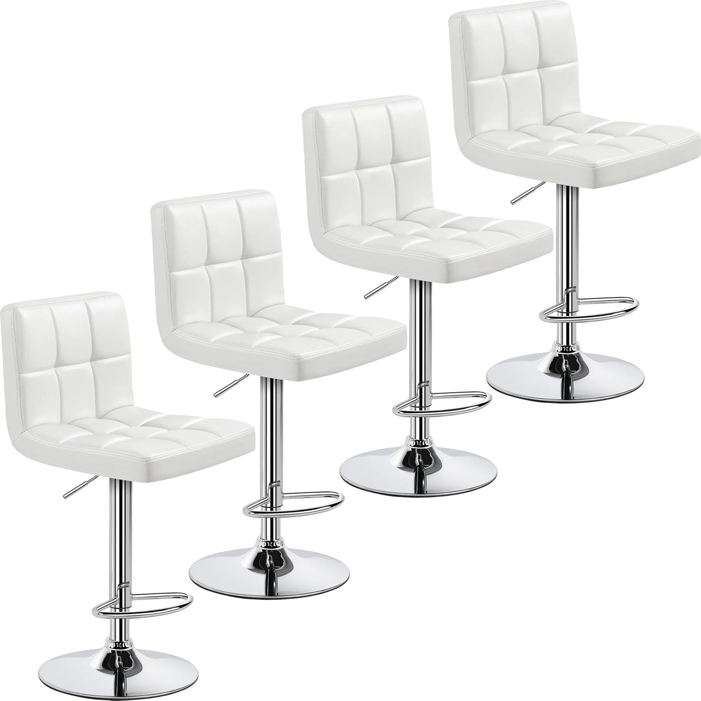 Yaheetech Bar Stools Set of 2, Adjustable PU Leather Swivel Barstools, Modern Counter Stools with Back and Footrest, Counter Height Barstools for Bar, Kitchen, Dining Room, Black