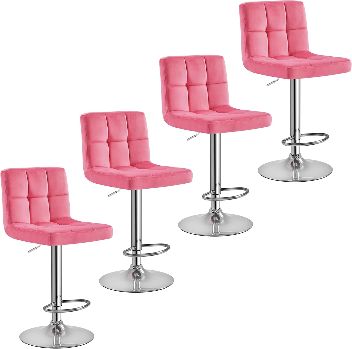 Yaheetech Bar Stools Set of 2, Adjustable PU Leather Swivel Barstools, Modern Counter Stools with Back and Footrest, Counter Height Barstools for Bar, Kitchen, Dining Room, Black