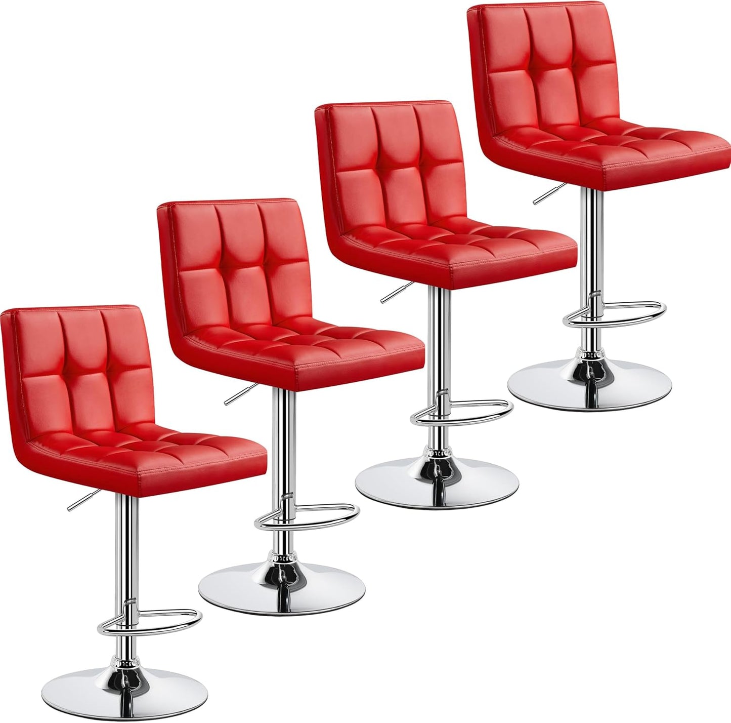 Yaheetech Bar Stools Set of 2, Adjustable PU Leather Swivel Barstools, Modern Counter Stools with Back and Footrest, Counter Height Barstools for Bar, Kitchen, Dining Room, Black