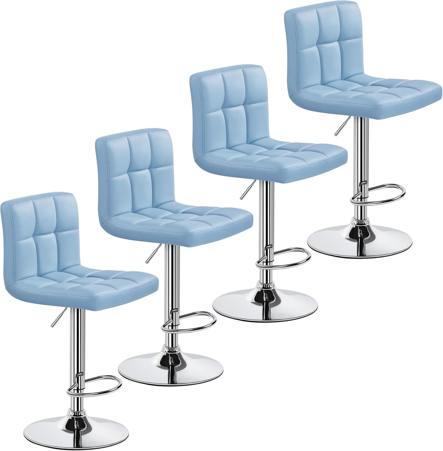 Yaheetech Bar Stools Set of 2, Adjustable PU Leather Swivel Barstools, Modern Counter Stools with Back and Footrest, Counter Height Barstools for Bar, Kitchen, Dining Room, Black