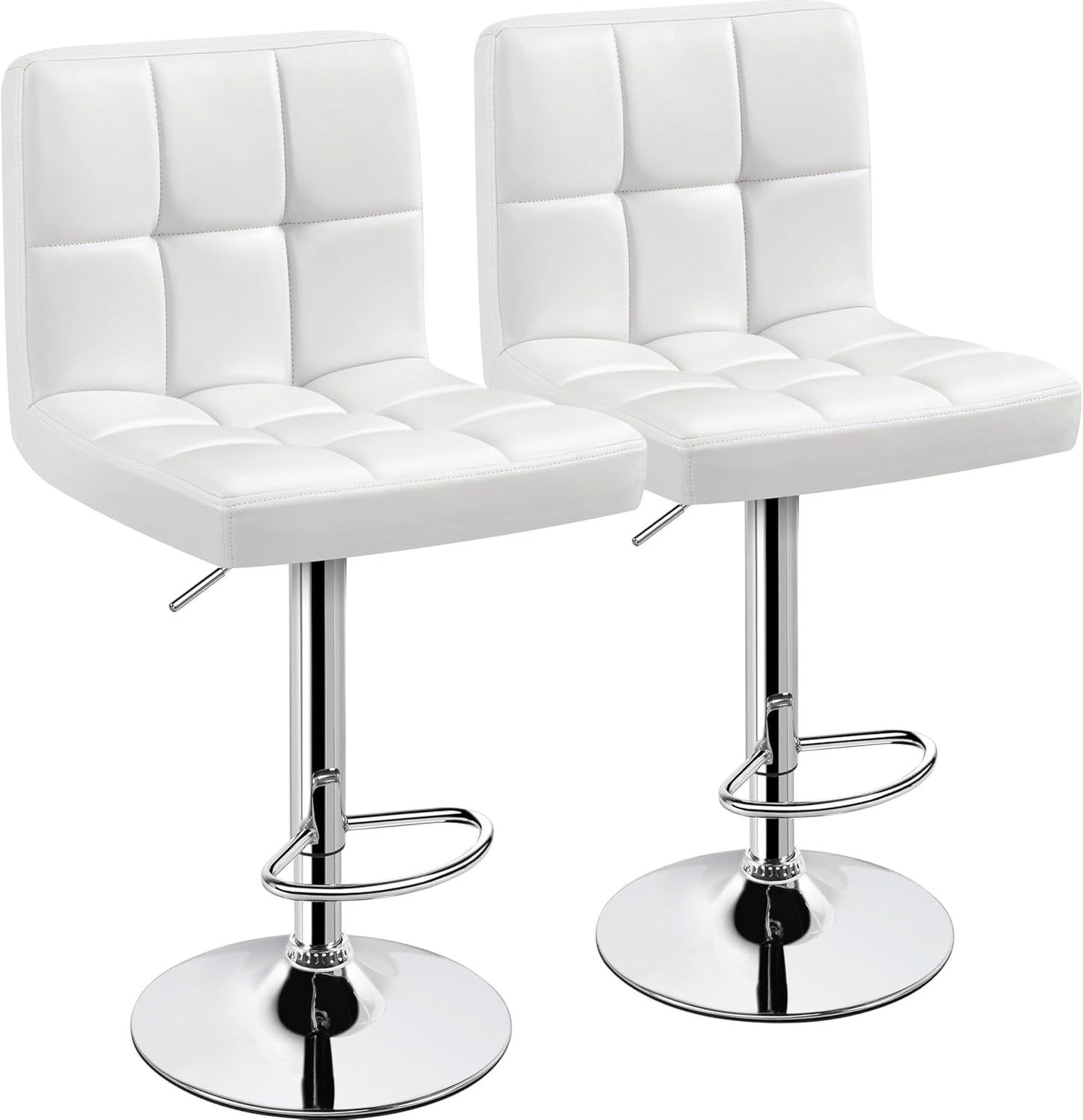 Yaheetech Bar Stools Set of 2, Adjustable PU Leather Swivel Barstools, Modern Counter Stools with Back and Footrest, Counter Height Barstools for Bar, Kitchen, Dining Room, Black