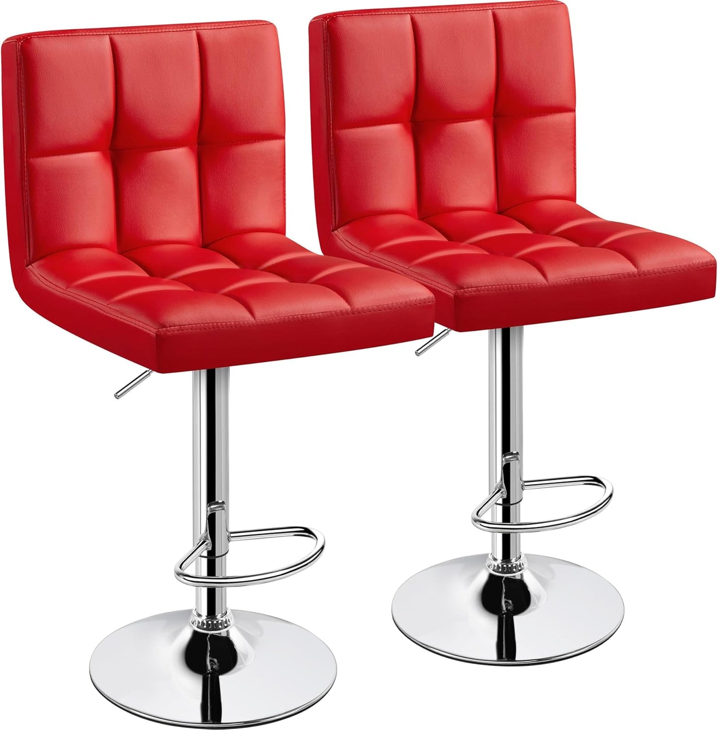 Yaheetech Bar Stools Set of 2, Adjustable PU Leather Swivel Barstools, Modern Counter Stools with Back and Footrest, Counter Height Barstools for Bar, Kitchen, Dining Room, Black