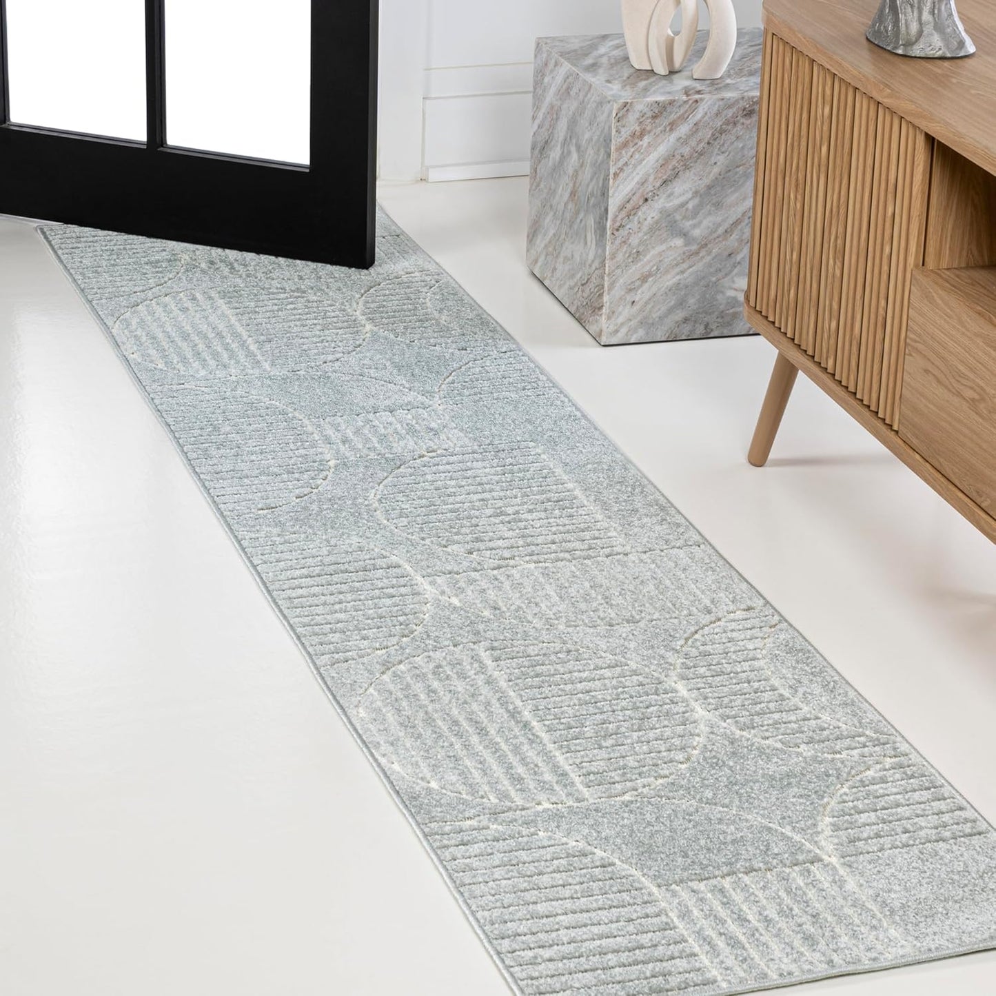 JONATHAN Y Nordby High-Low Arch Striped Ivory/Cream Indoor/Outdoor Area Rug, 8x10, Modern, Contemporary, Geometric, Bohemian, Bedroom, Kitchen, Living Room,Non Shedding (SCN104B-8)