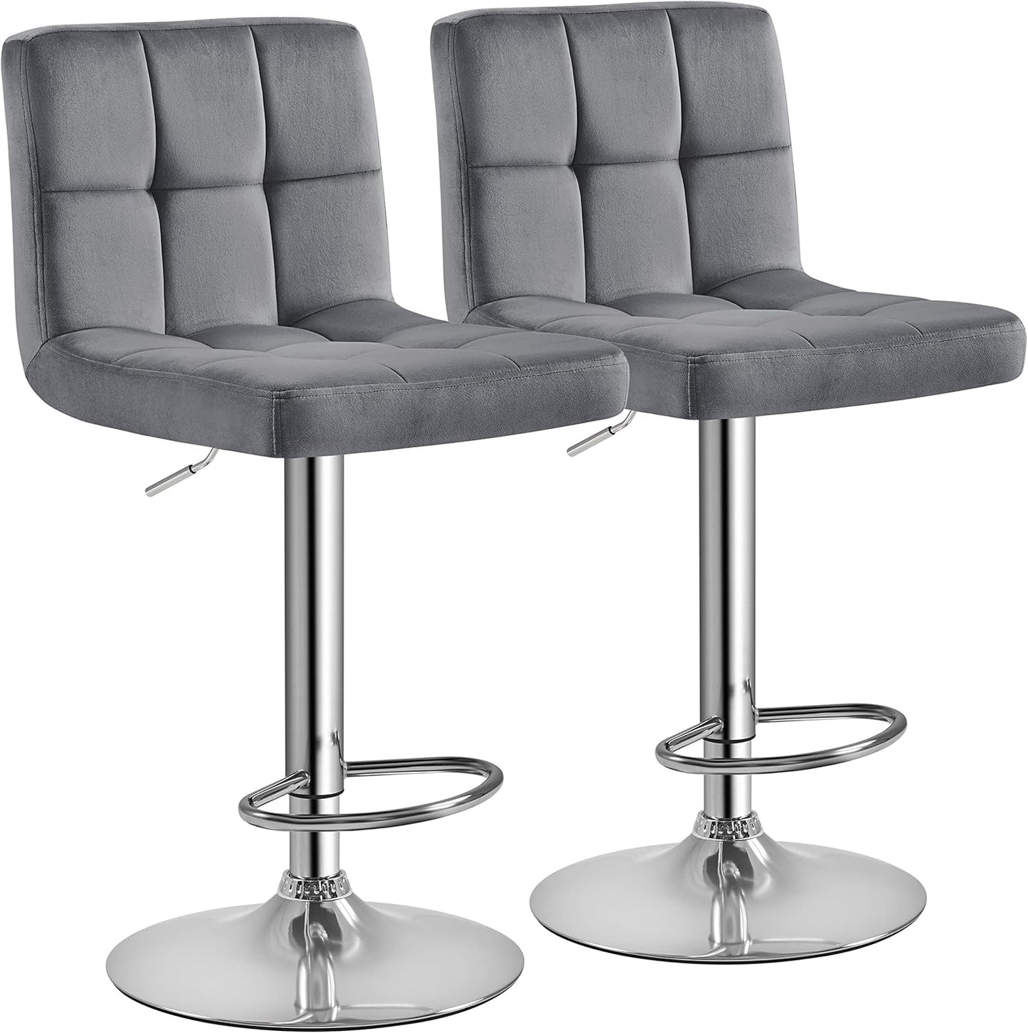 Yaheetech Bar Stools Set of 2, Adjustable PU Leather Swivel Barstools, Modern Counter Stools with Back and Footrest, Counter Height Barstools for Bar, Kitchen, Dining Room, Black