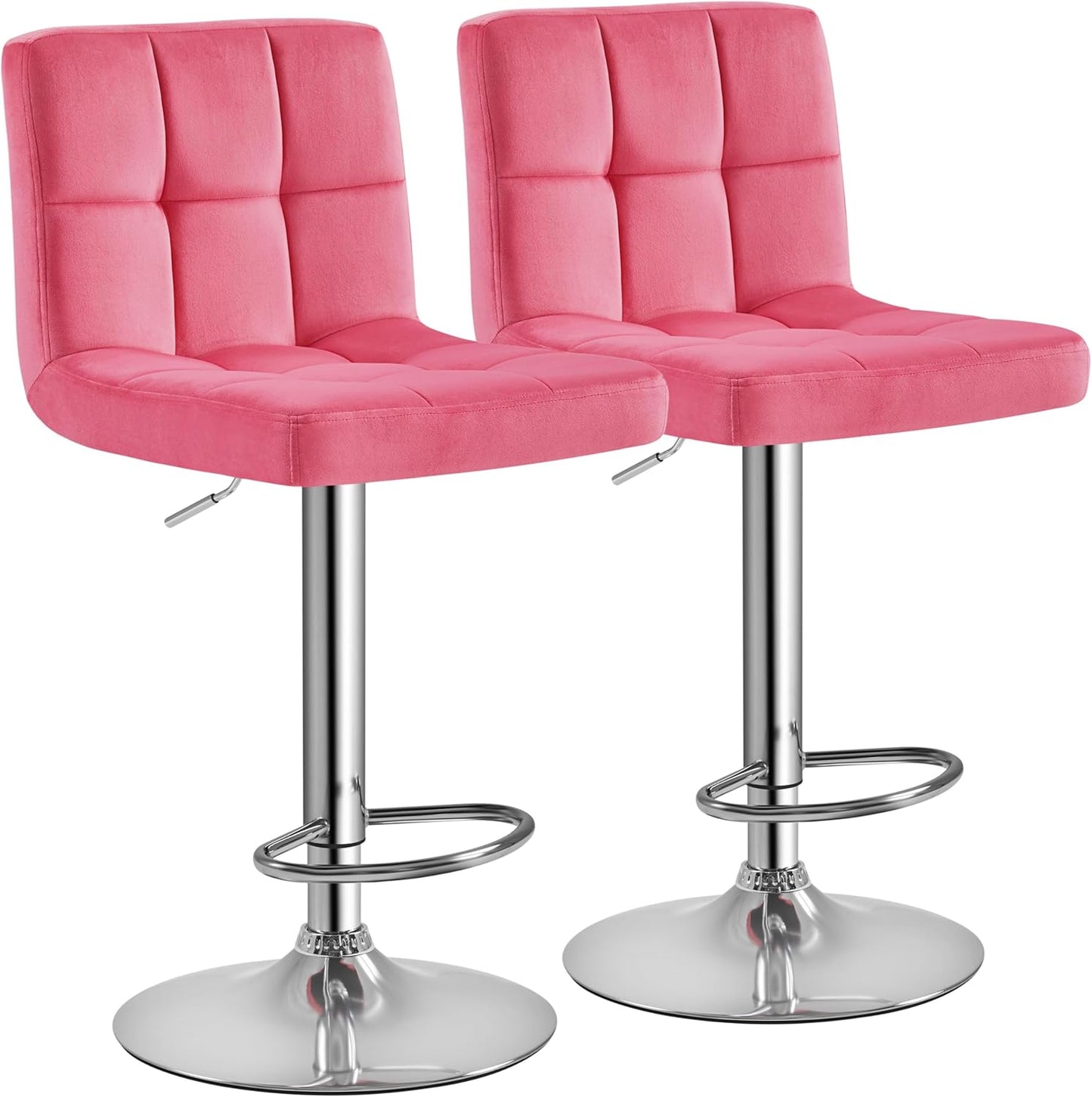 Yaheetech Bar Stools Set of 2, Adjustable PU Leather Swivel Barstools, Modern Counter Stools with Back and Footrest, Counter Height Barstools for Bar, Kitchen, Dining Room, Black