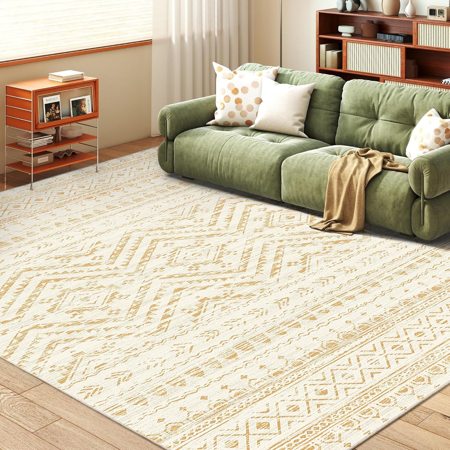 10x14 Area Rug for Living Room Moroccan Washable Rugs Non Slip Indoor Floor Carpet Foldable Large Soft Area Rug for Dining Room Bedroom with Low Pile(Grey,10'x14')