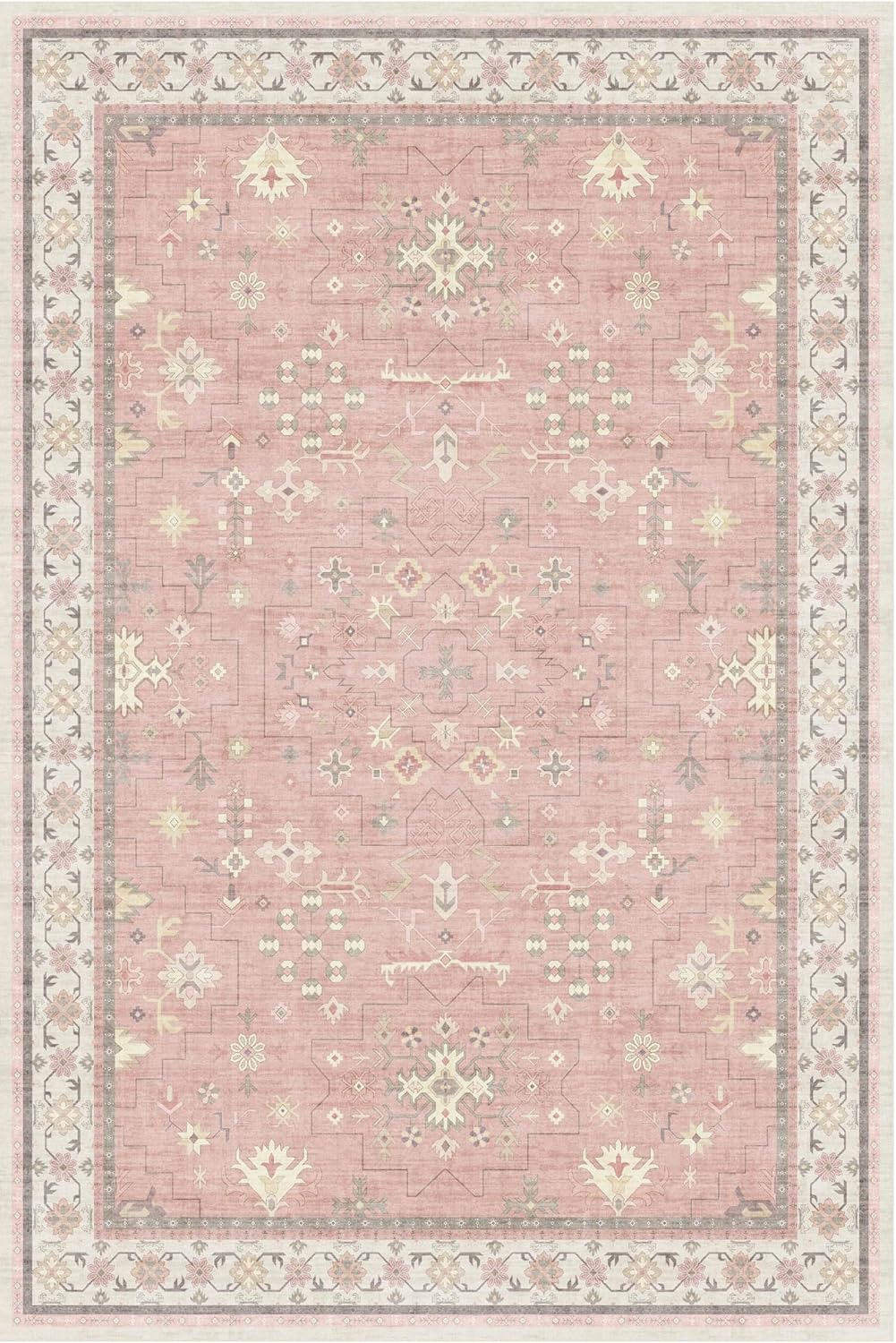 Green Area Rugs 9x12 Living Room - Washable Oriental Geometric, Extra Large for Bedroom Non Slip Soft Faux Wool Carpet for Dining Room Playroom, Lounge - Blue and Green Floral Rug