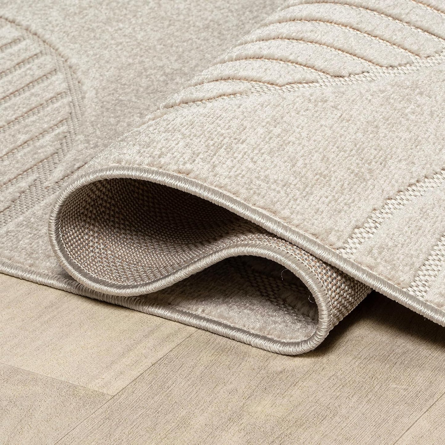 JONATHAN Y Nordby High-Low Arch Striped Ivory/Cream Indoor/Outdoor Area Rug, 8x10, Modern, Contemporary, Geometric, Bohemian, Bedroom, Kitchen, Living Room,Non Shedding (SCN104B-8)