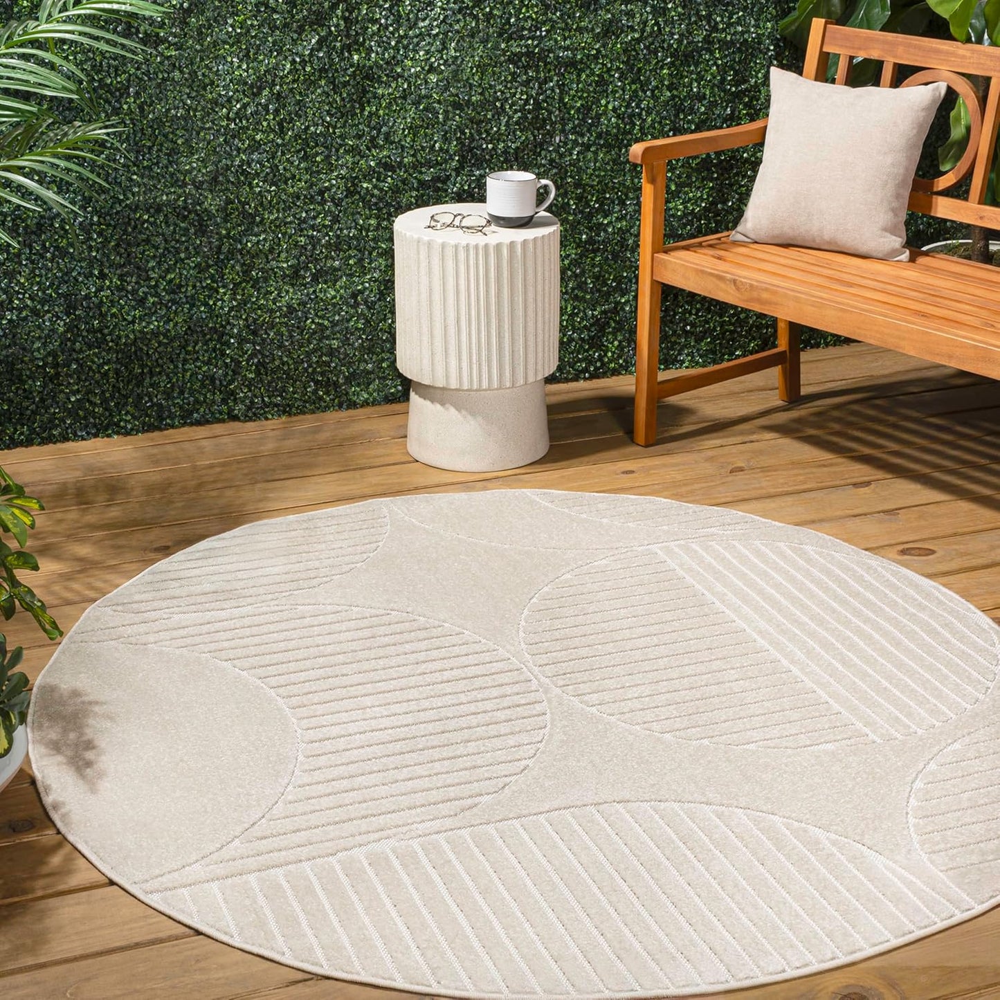 JONATHAN Y Nordby High-Low Arch Striped Ivory/Cream Indoor/Outdoor Area Rug, 8x10, Modern, Contemporary, Geometric, Bohemian, Bedroom, Kitchen, Living Room,Non Shedding (SCN104B-8)