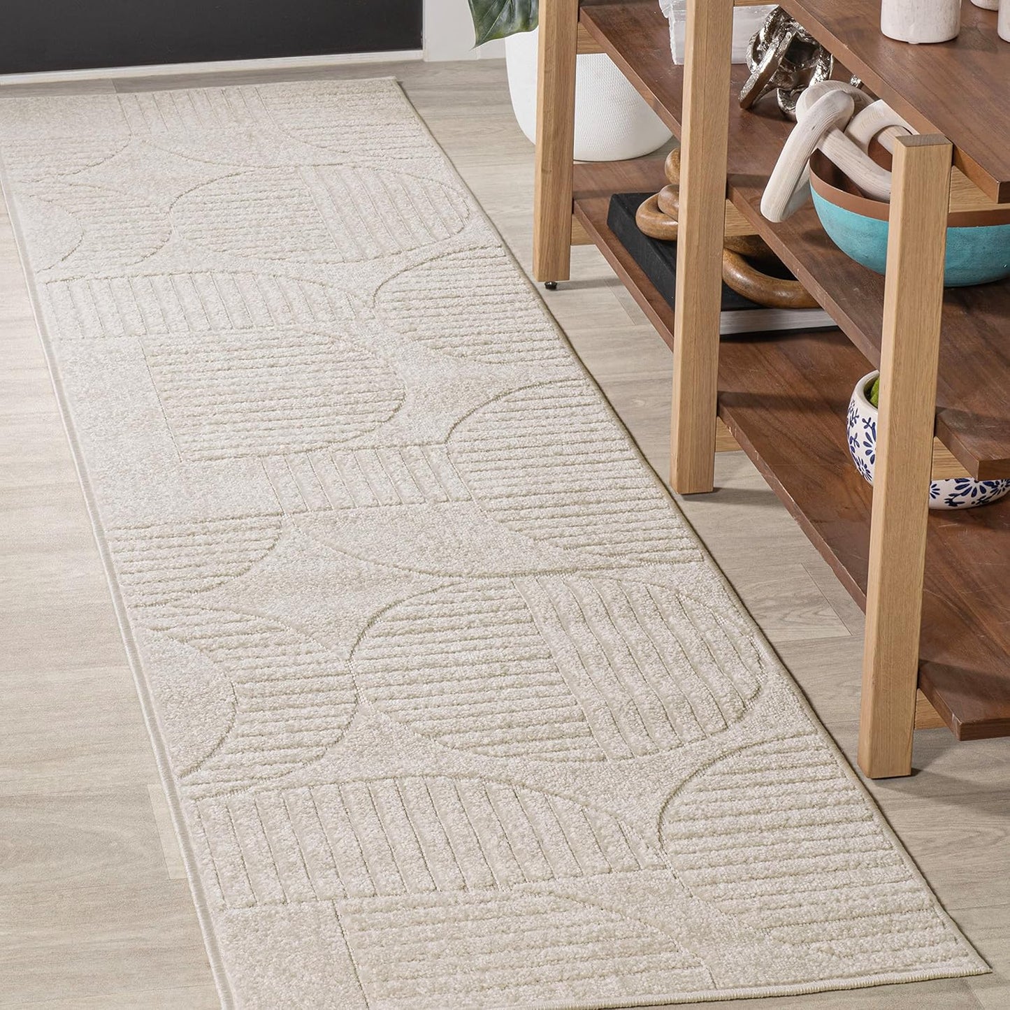 JONATHAN Y Nordby High-Low Arch Striped Ivory/Cream Indoor/Outdoor Area Rug, 8x10, Modern, Contemporary, Geometric, Bohemian, Bedroom, Kitchen, Living Room,Non Shedding (SCN104B-8)