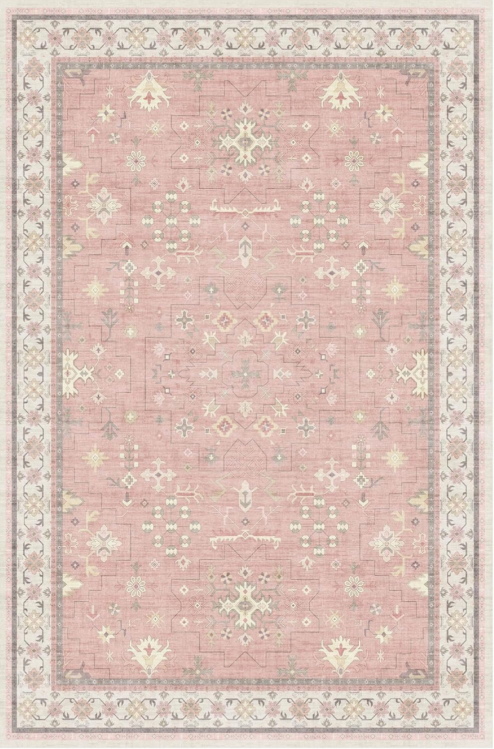 Green Area Rugs 9x12 Living Room - Washable Oriental Geometric, Extra Large for Bedroom Non Slip Soft Faux Wool Carpet for Dining Room Playroom, Lounge - Blue and Green Floral Rug