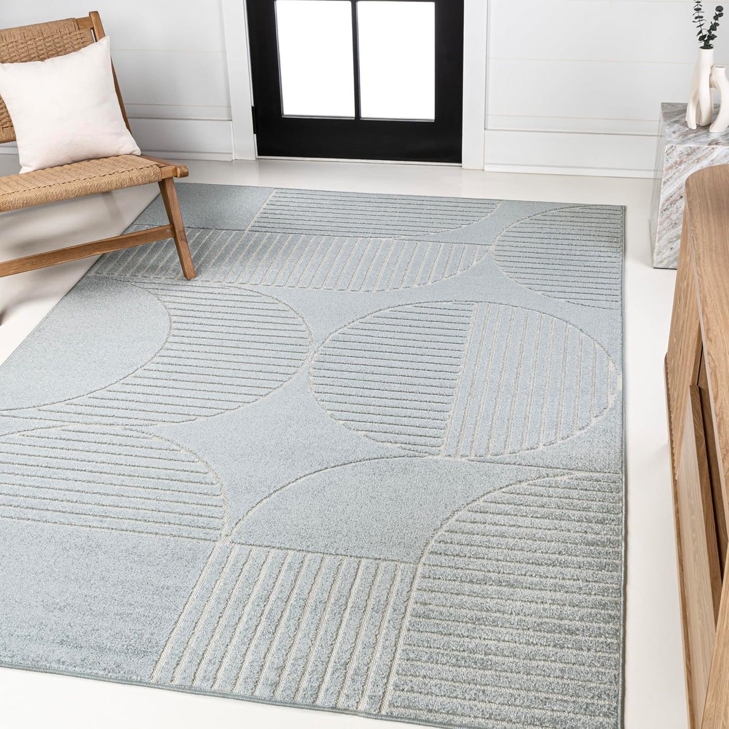 JONATHAN Y Nordby High-Low Arch Striped Ivory/Cream Indoor/Outdoor Area Rug, 8x10, Modern, Contemporary, Geometric, Bohemian, Bedroom, Kitchen, Living Room,Non Shedding (SCN104B-8)