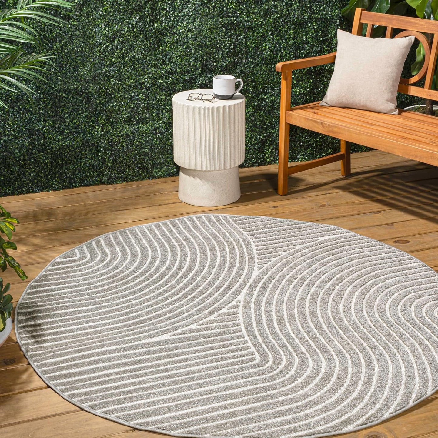 JONATHAN Y Hallie High-Low Curve Ivory/Cream Indoor/Outdoor Area Rug, 8x10, Minimalist, Pet Friendly, Non-Shedding, Stain Resistant, Hose-Washable for Backyard, Patio, Porch (SCN100B-8)