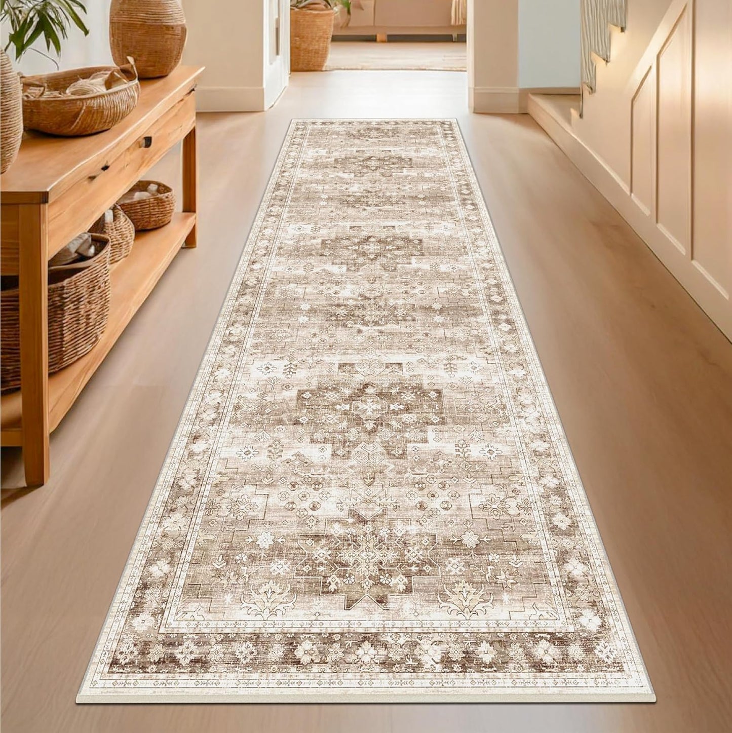 Green Area Rugs 9x12 Living Room - Washable Oriental Geometric, Extra Large for Bedroom Non Slip Soft Faux Wool Carpet for Dining Room Playroom, Lounge - Blue and Green Floral Rug