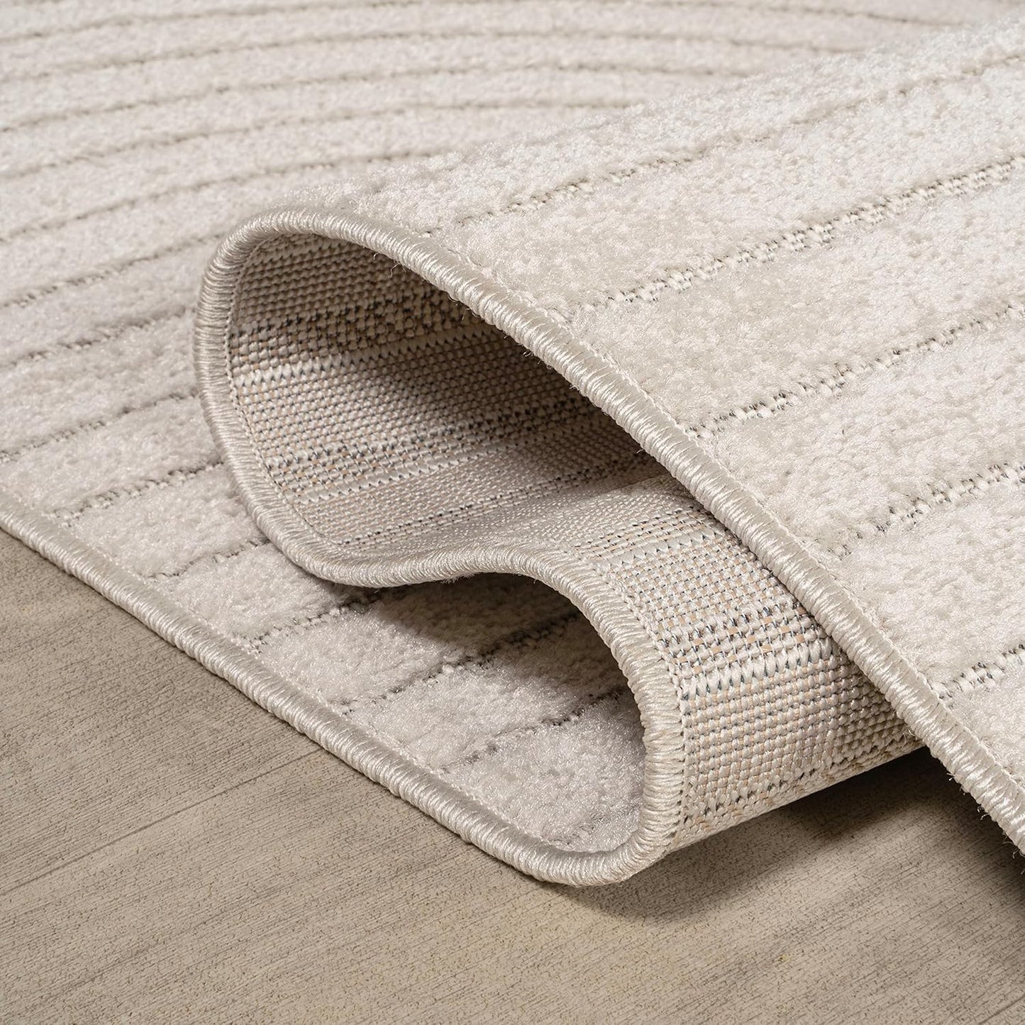 JONATHAN Y Hallie High-Low Curve Ivory/Cream Indoor/Outdoor Area Rug, 8x10, Minimalist, Pet Friendly, Non-Shedding, Stain Resistant, Hose-Washable for Backyard, Patio, Porch (SCN100B-8)