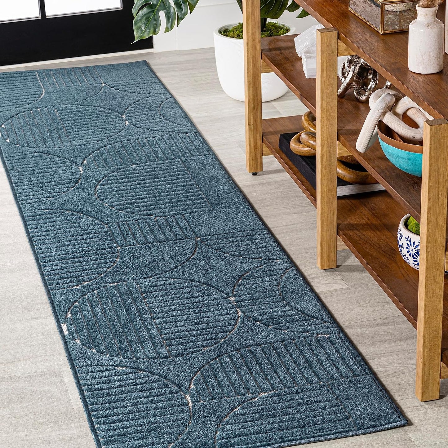 JONATHAN Y Nordby High-Low Arch Striped Ivory/Cream Indoor/Outdoor Area Rug, 8x10, Modern, Contemporary, Geometric, Bohemian, Bedroom, Kitchen, Living Room,Non Shedding (SCN104B-8)
