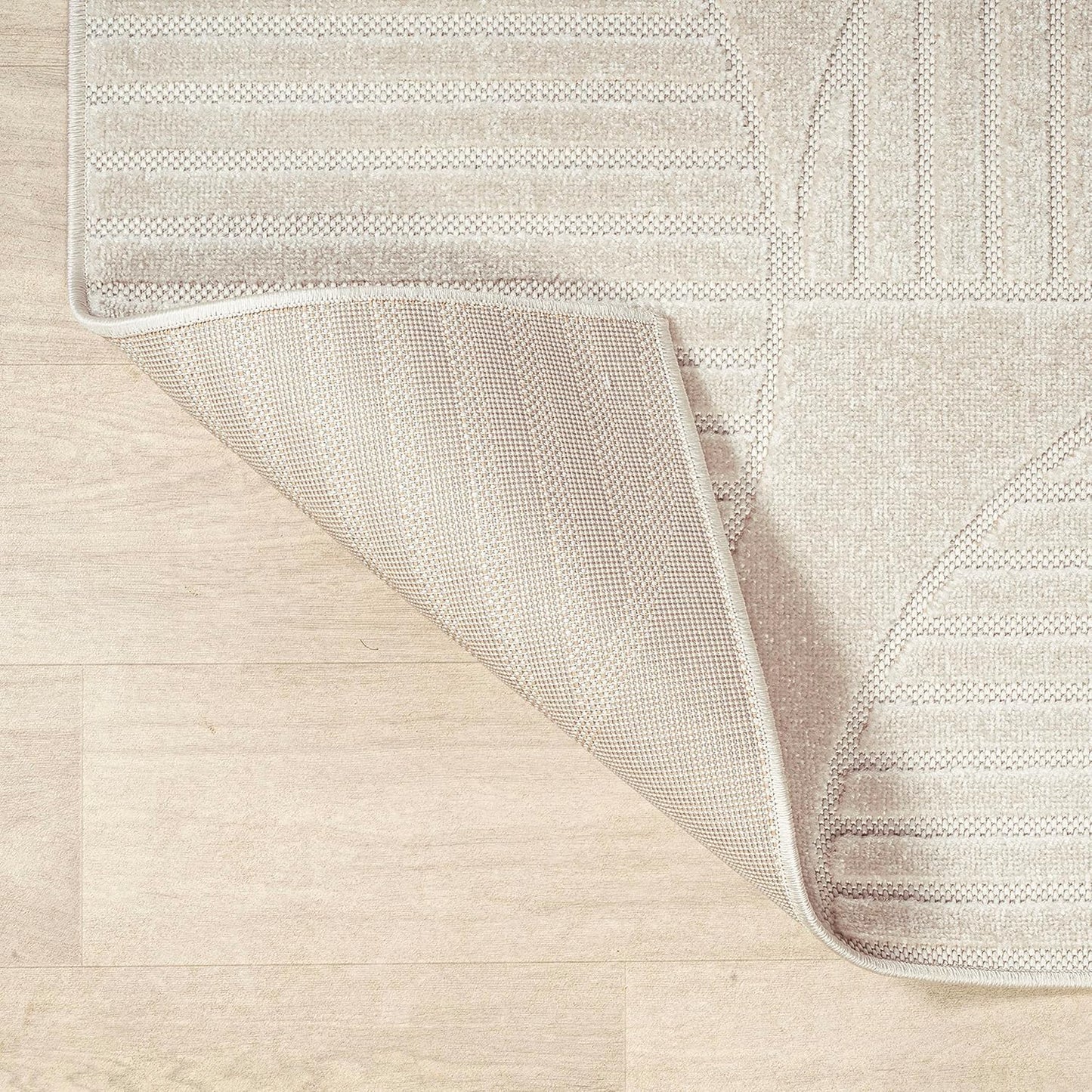 JONATHAN Y Nordby High-Low Arch Striped Ivory/Cream Indoor/Outdoor Area Rug, 8x10, Modern, Contemporary, Geometric, Bohemian, Bedroom, Kitchen, Living Room,Non Shedding (SCN104B-8)