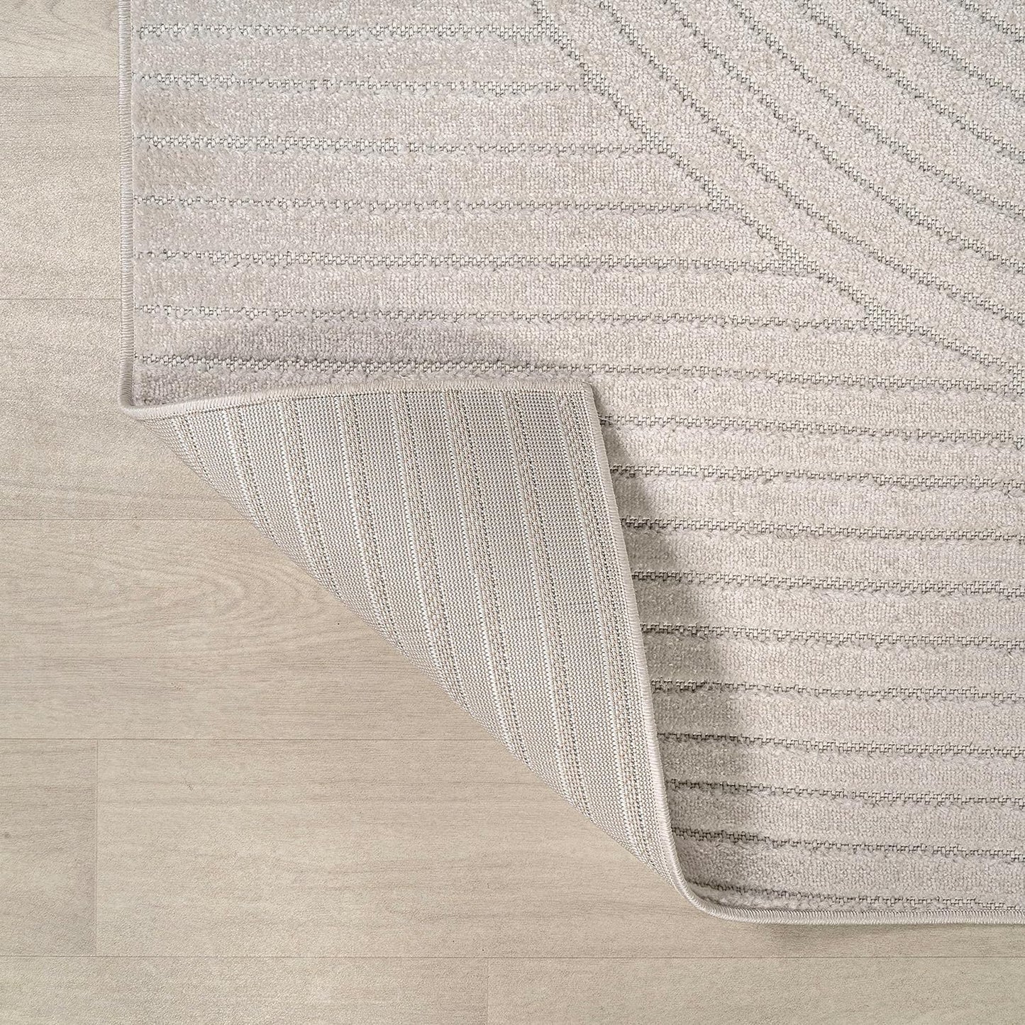 JONATHAN Y Hallie High-Low Curve Ivory/Cream Indoor/Outdoor Area Rug, 8x10, Minimalist, Pet Friendly, Non-Shedding, Stain Resistant, Hose-Washable for Backyard, Patio, Porch (SCN100B-8)