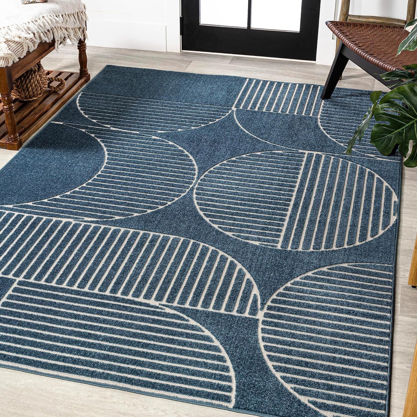 JONATHAN Y Nordby High-Low Arch Striped Ivory/Cream Indoor/Outdoor Area Rug, 8x10, Modern, Contemporary, Geometric, Bohemian, Bedroom, Kitchen, Living Room,Non Shedding (SCN104B-8)