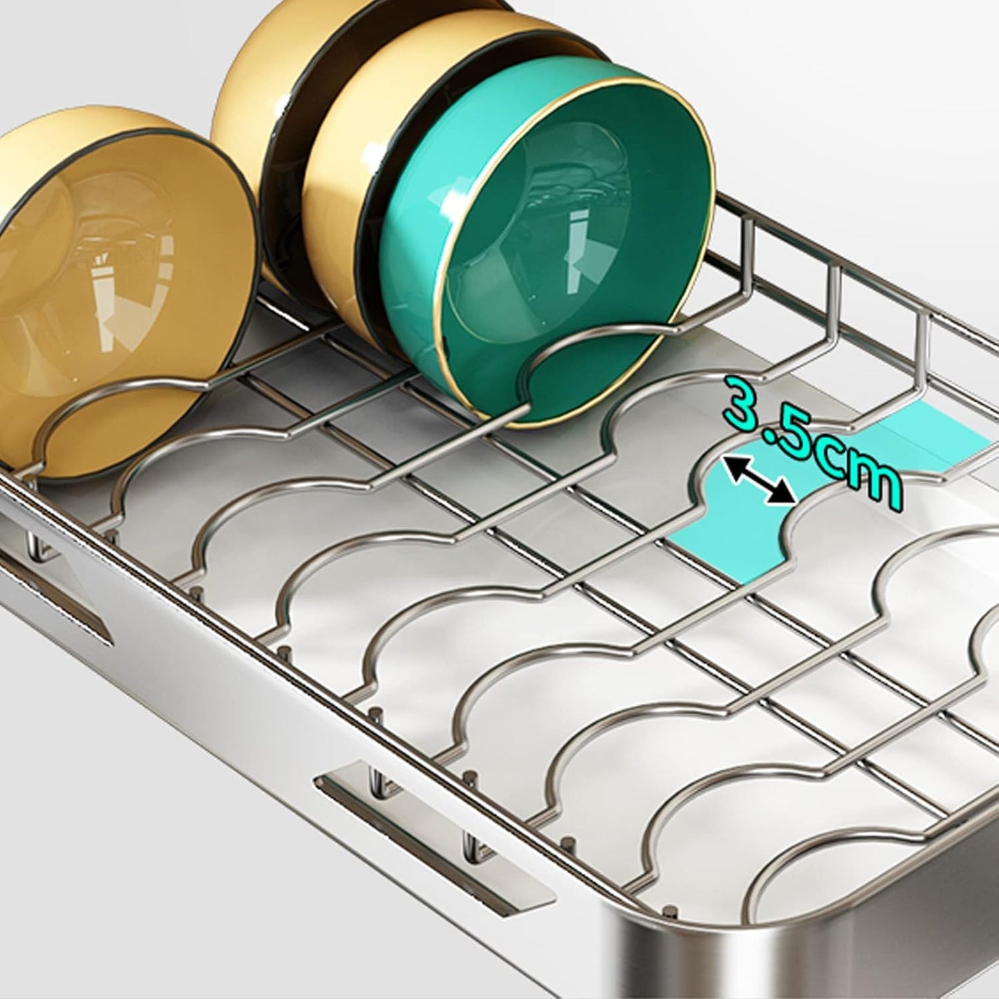 Dish Drainers Kitchen Wall-Mounted Stainless Steel Dish Rack Drain Rack with Drain Pan,Foldable Dish Rack,Cutting Boards,Utensil,Cutlery Holder,Plate Rack for Kitchen Counter,3-Tier Dish D