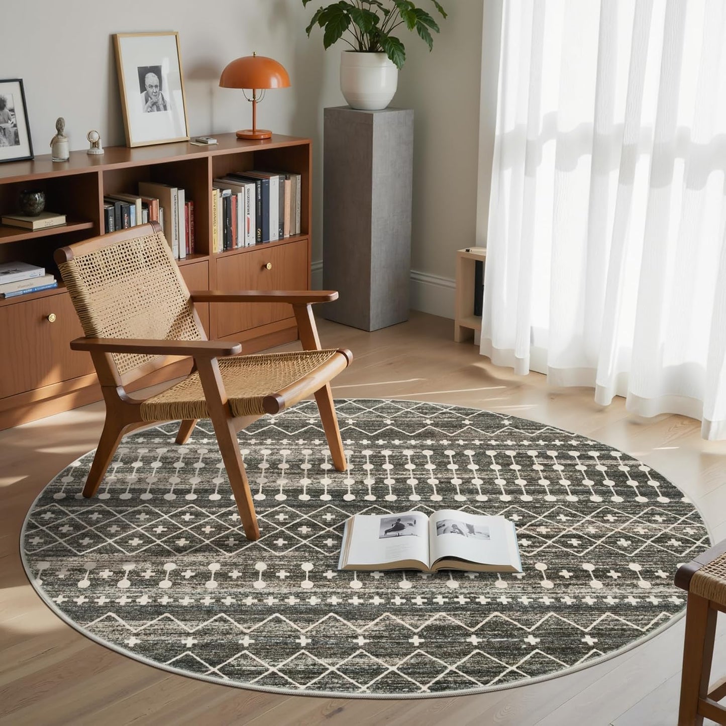 10x14 Area Rug for Living Room Moroccan Washable Rugs Non Slip Indoor Floor Carpet Foldable Large Soft Area Rug for Dining Room Bedroom with Low Pile(Grey,10'x14')