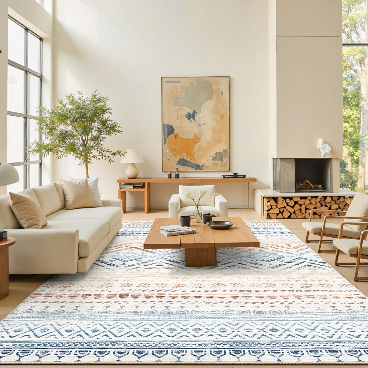 10x14 Area Rug for Living Room Moroccan Washable Rugs Non Slip Indoor Floor Carpet Foldable Large Soft Area Rug for Dining Room Bedroom with Low Pile(Grey,10'x14')