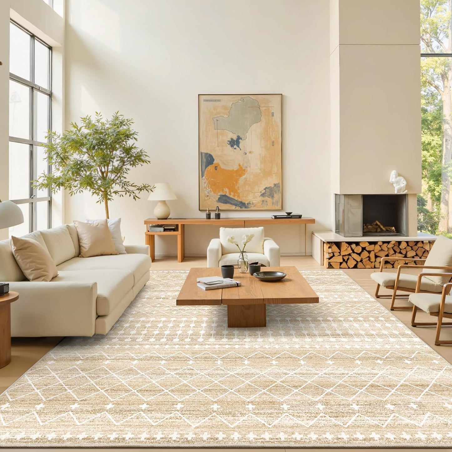 10x14 Area Rug for Living Room Moroccan Washable Rugs Non Slip Indoor Floor Carpet Foldable Large Soft Area Rug for Dining Room Bedroom with Low Pile(Grey,10'x14')