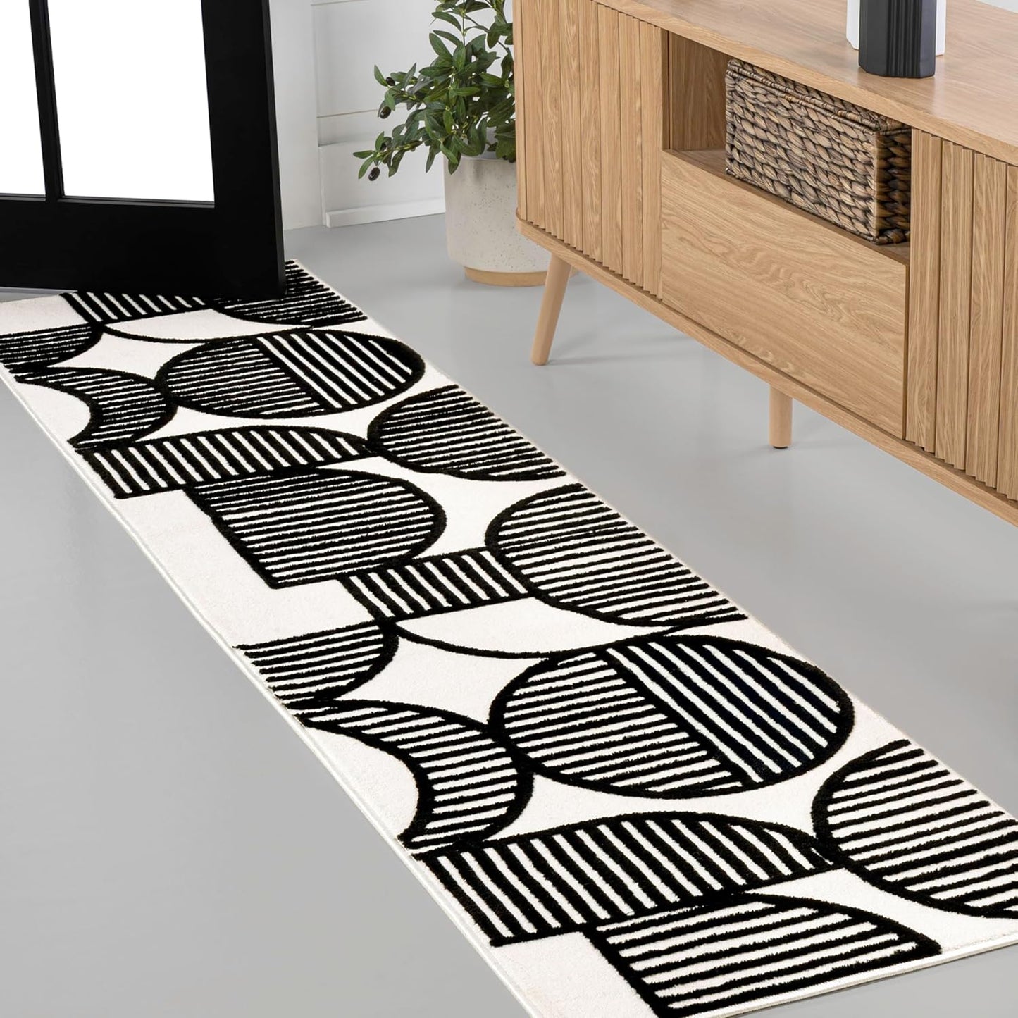 JONATHAN Y Nordby High-Low Arch Striped Ivory/Cream Indoor/Outdoor Area Rug, 8x10, Modern, Contemporary, Geometric, Bohemian, Bedroom, Kitchen, Living Room,Non Shedding (SCN104B-8)