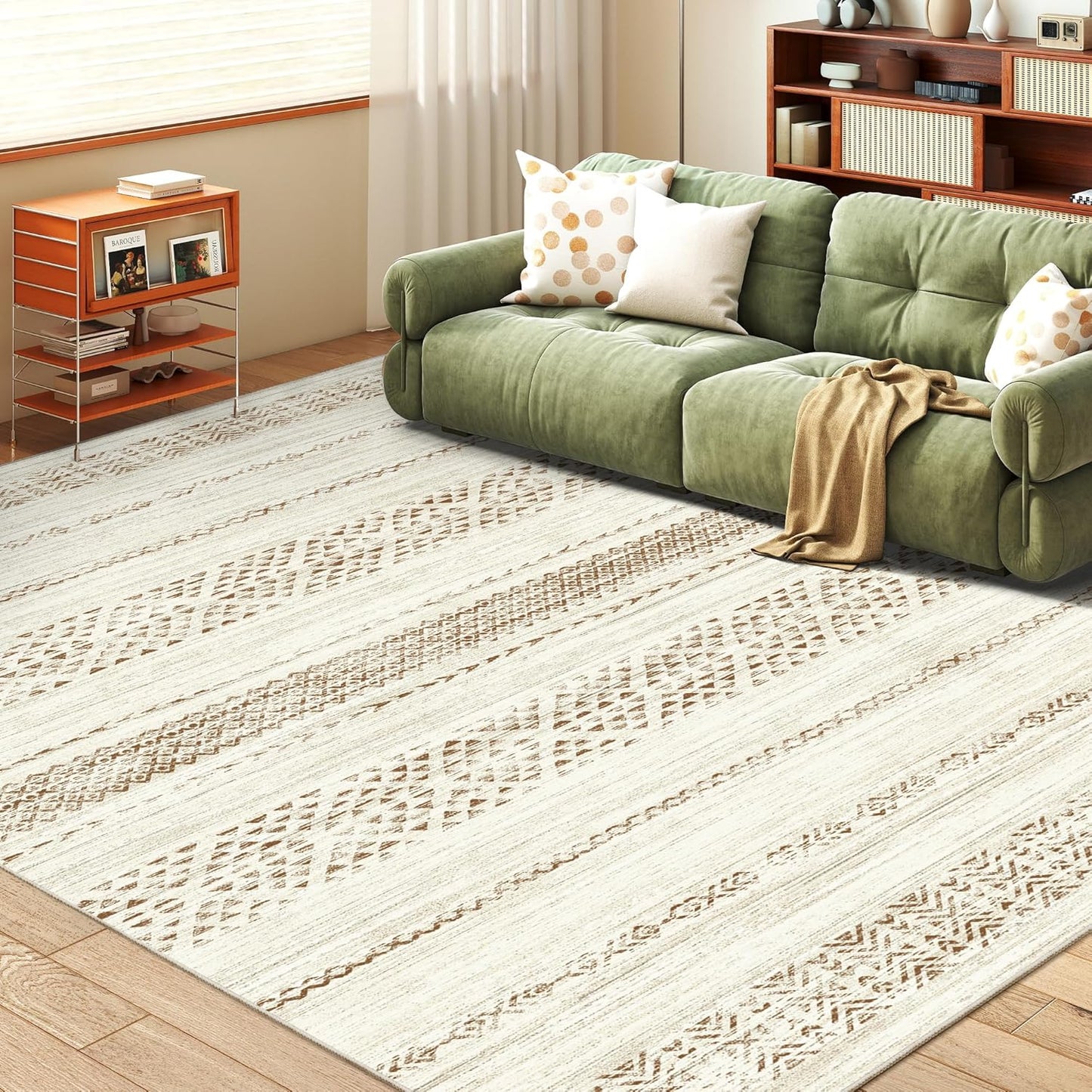 10x14 Area Rug for Living Room Moroccan Washable Rugs Non Slip Indoor Floor Carpet Foldable Large Soft Area Rug for Dining Room Bedroom with Low Pile(Grey,10'x14')