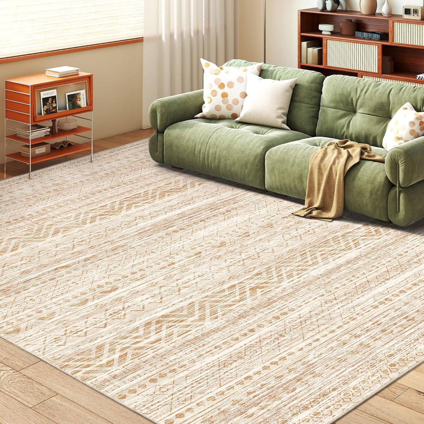 10x14 Area Rug for Living Room Moroccan Washable Rugs Non Slip Indoor Floor Carpet Foldable Large Soft Area Rug for Dining Room Bedroom with Low Pile(Grey,10'x14')