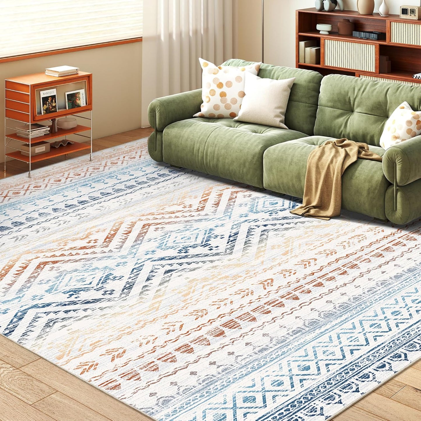 10x14 Area Rug for Living Room Moroccan Washable Rugs Non Slip Indoor Floor Carpet Foldable Large Soft Area Rug for Dining Room Bedroom with Low Pile(Grey,10'x14')