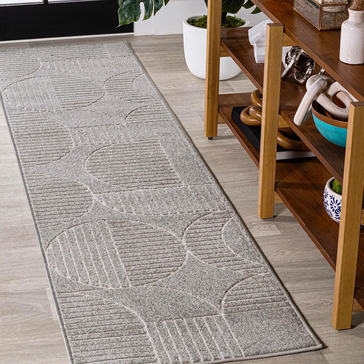 JONATHAN Y Nordby High-Low Arch Striped Ivory/Cream Indoor/Outdoor Area Rug, 8x10, Modern, Contemporary, Geometric, Bohemian, Bedroom, Kitchen, Living Room,Non Shedding (SCN104B-8)